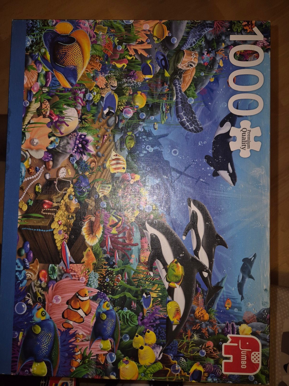 Jumbo Puzzel 1000 Stukjes Onderwaterwereld Dolfijnen, Ophalen of Verzenden, Meer dan 50 stukjes, Zo goed als nieuw, 6 jaar of ouder