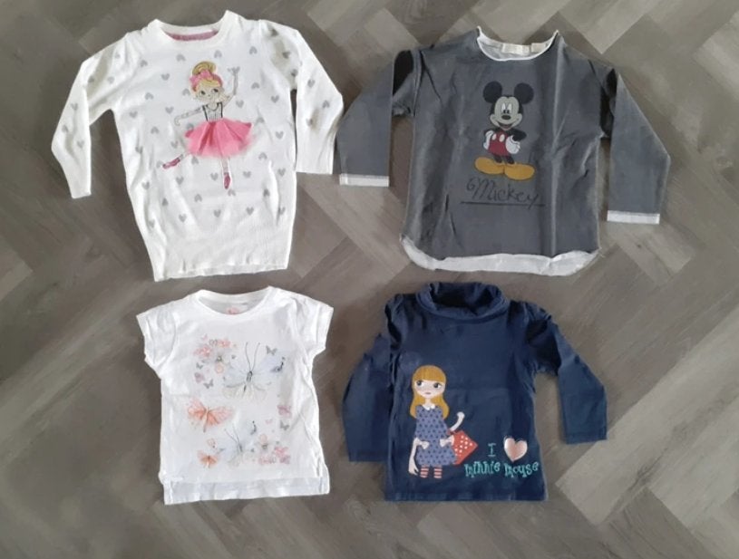 Pakket T-shirts Lang en Korte Mouw Meisjes 4x, Maat 104, Kinderen en Baby's, Kinderkleding | Maat 104, Gebruikt, C&A, Meisje, Ophalen of Verzenden