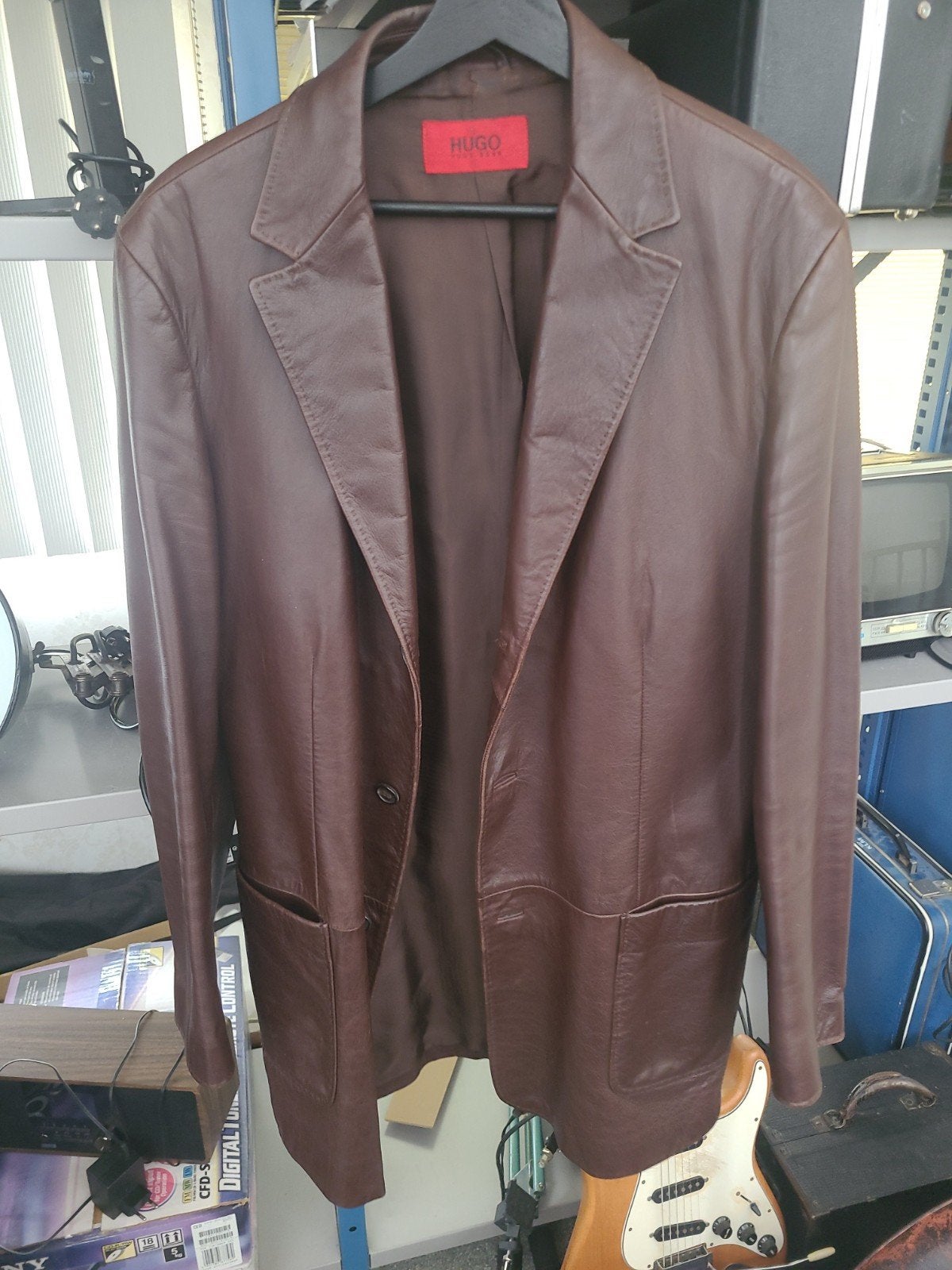 Hugo Boss leren Heren colbert mt. XXL, Ophalen of Verzenden, Zo goed als nieuw, Overige maten, Blauw