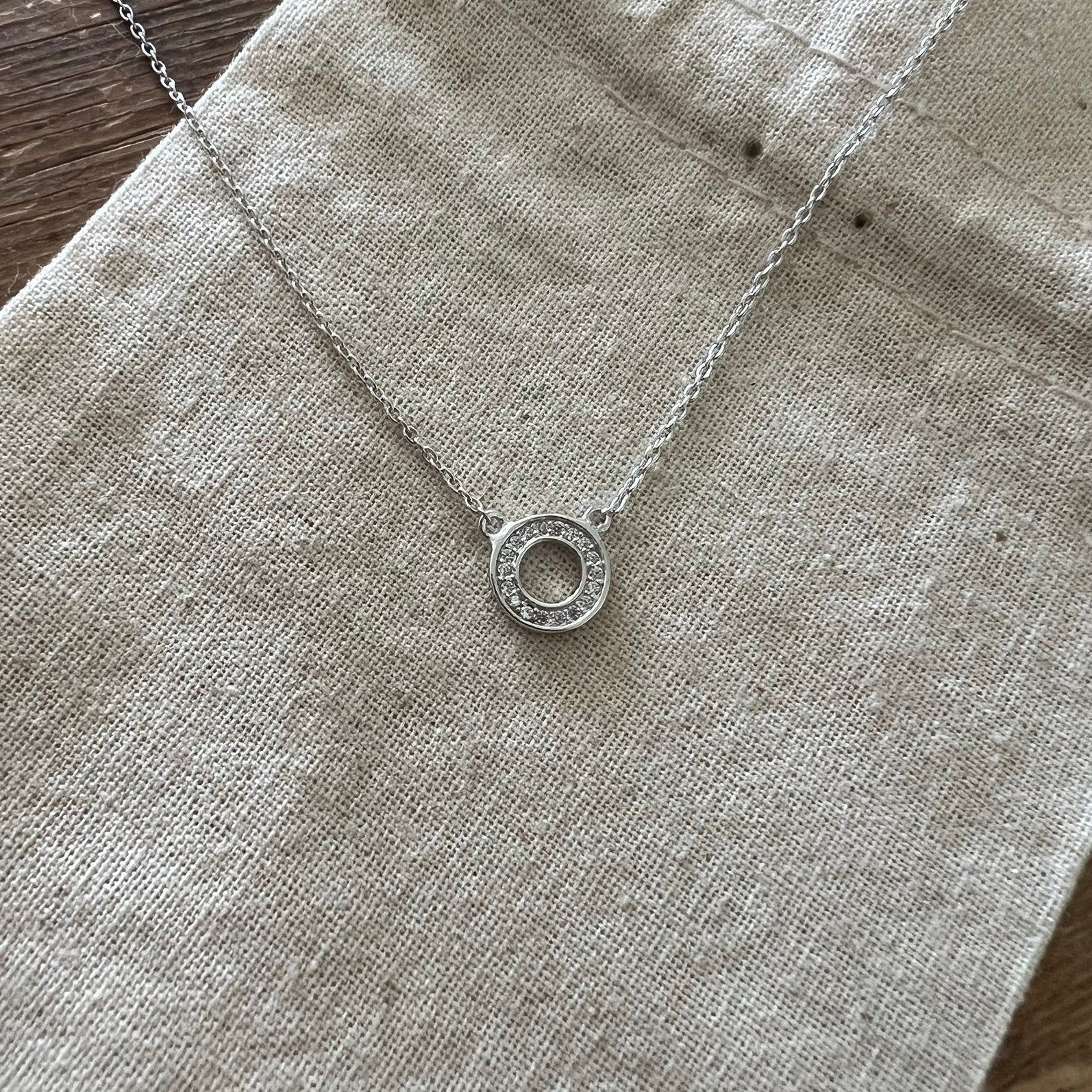 Zilveren ketting met zirkonia, Verzenden, Zo goed als nieuw, Zilver