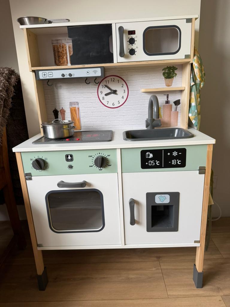 Houten Speelkeuken met Oven, Magnetron en Koelkast, Kinderen en Baby's, Speelgoed | Speelkeukens, Ophalen, Zo goed als nieuw, Hout