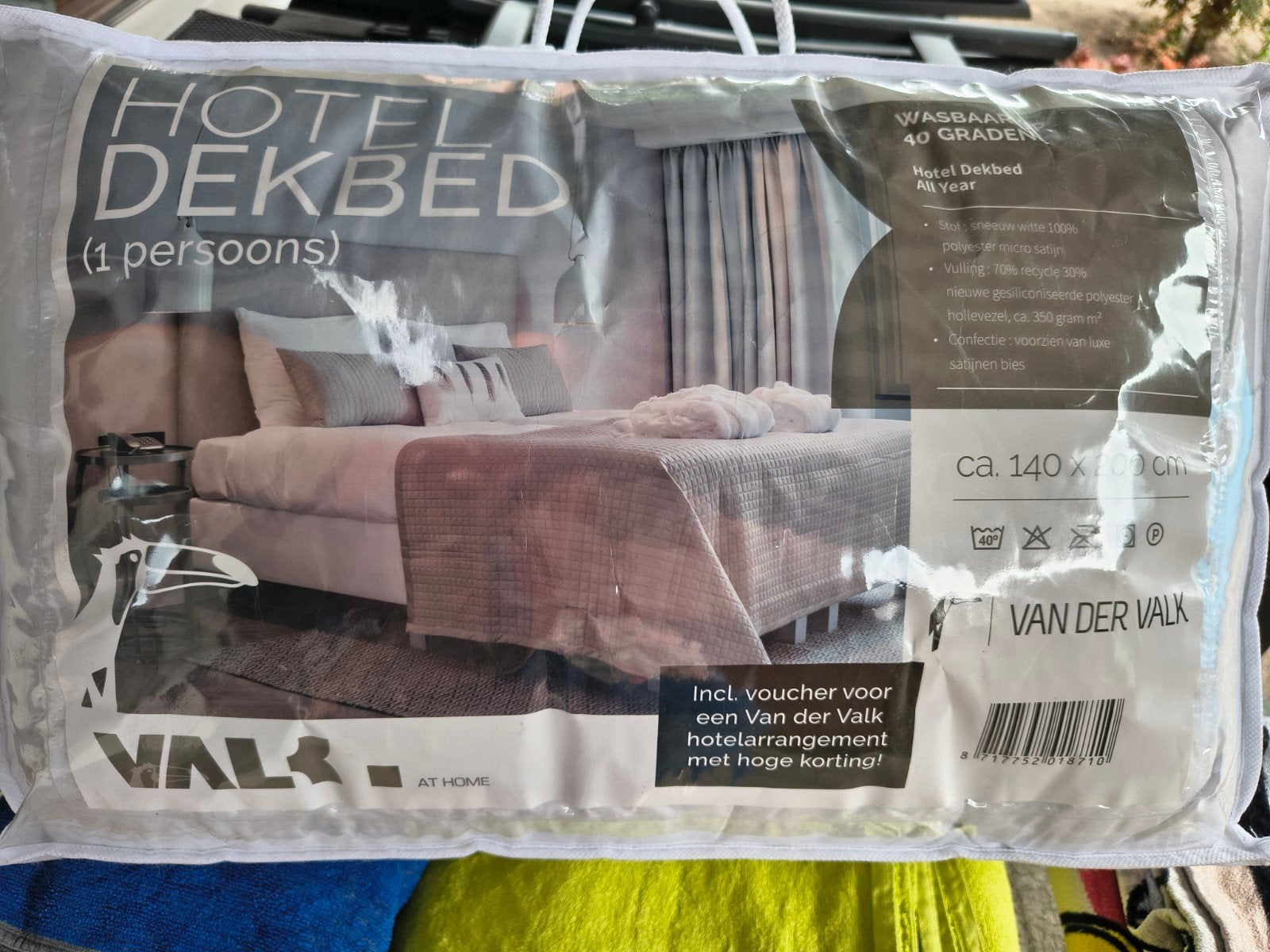 Van der Valk Hotel Dekbed 1-persoons 140x200 cm, Ophalen, Eenpersoons, Wit, Nieuw