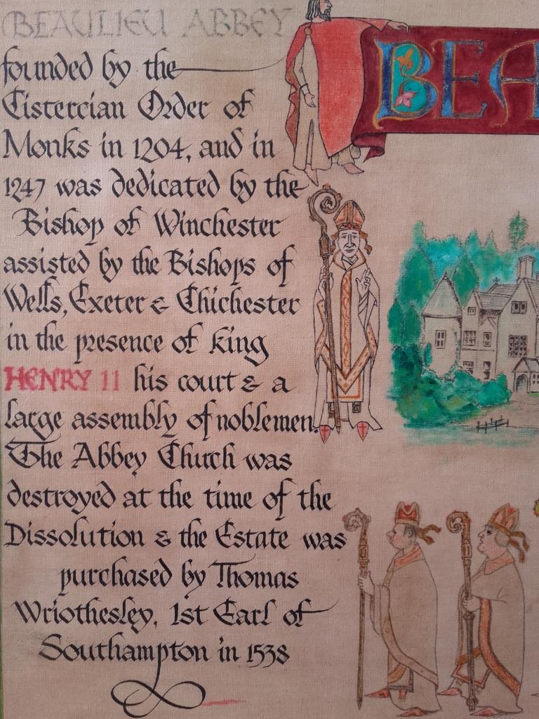 Beaulieu abbey oud ingelijste schilderij uit Engeland 56 cm., Ophalen of Verzenden