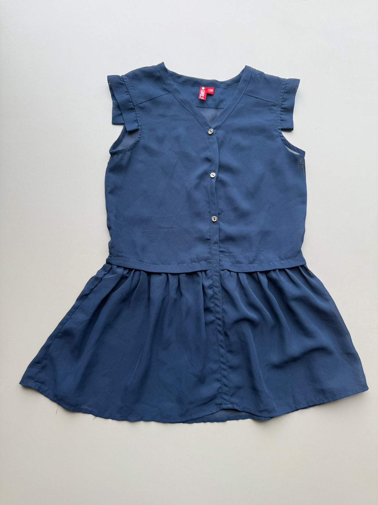 Wibra Girls jurkje tuniek maat 128 blauw marineblauw, Ophalen of Verzenden, Gebruikt, Meisje, Jurk of Rok
