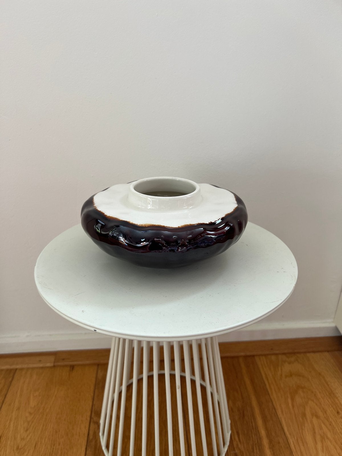 Vintage Keramische Lampvoet/serveerschaal Jaren70 Drip Glaze, Ophalen of Verzenden