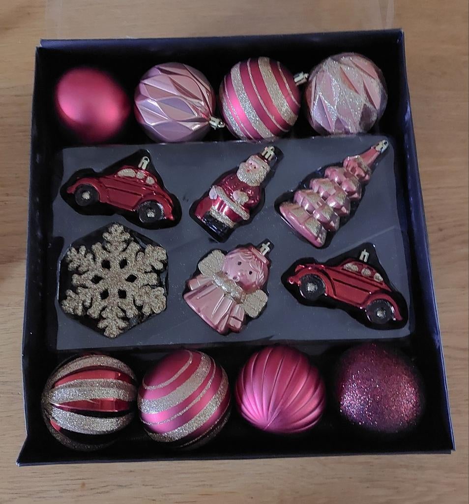20 stuks Goude/Roze, kunststoffen Kerstboom Decoratie, Ophalen, Zo goed als nieuw