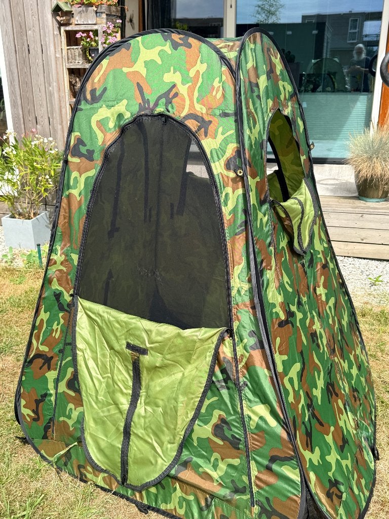 Camo schuiltent fotografie, Ophalen, Zo goed als nieuw