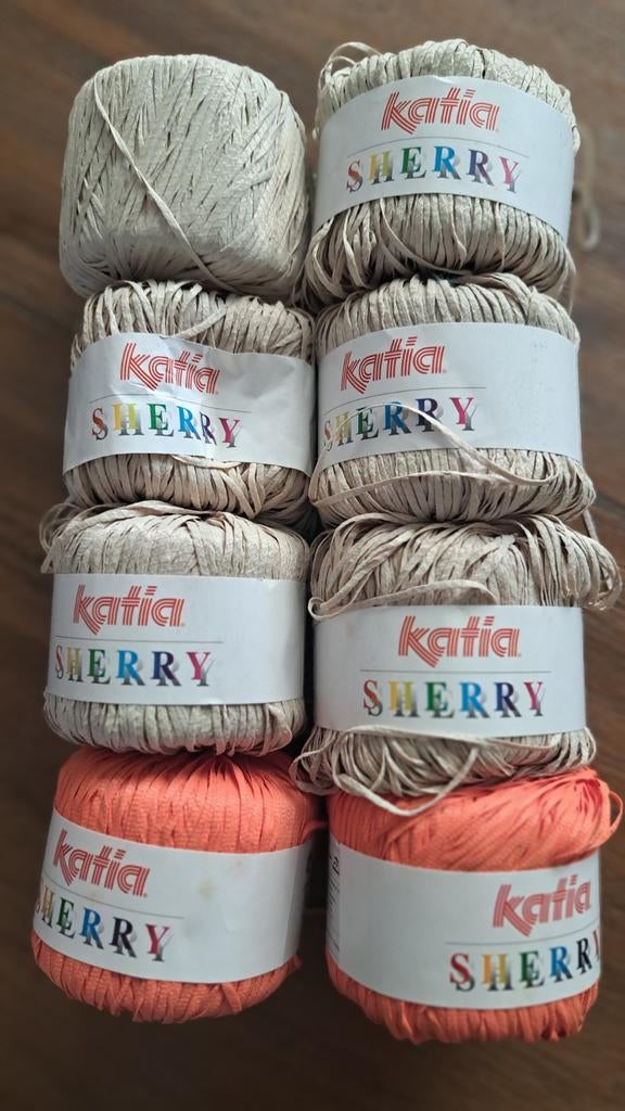 Katia Sherry Zomer Brei- en Haakgaren - 7 Bollen, Hobby en Vrije tijd, Ophalen of Verzenden, Zo goed als nieuw, Breien of Haken
