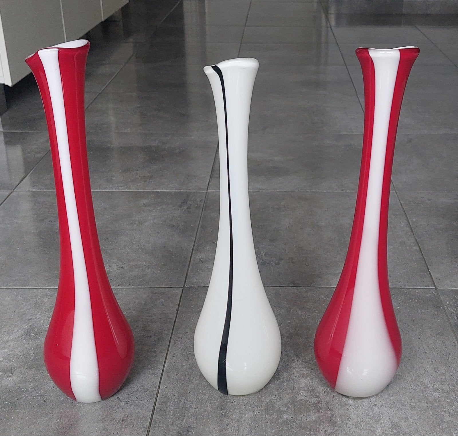 Trio van vintage murano glazen vazen, Ophalen of Verzenden
