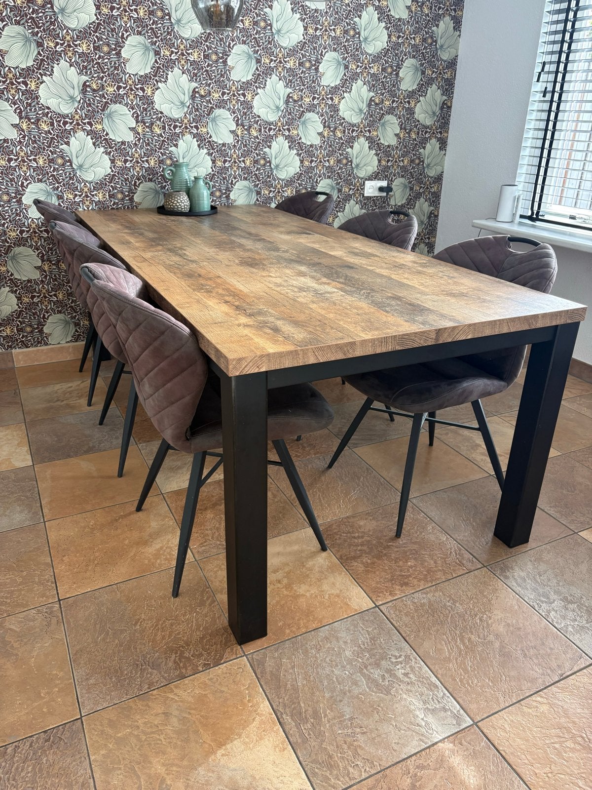 Eettafel met 6 stoelen - perfect voor gezellige din, Huis en Inrichting, Ophalen, Gebruikt, 100 tot 150 cm, 200 cm of meer