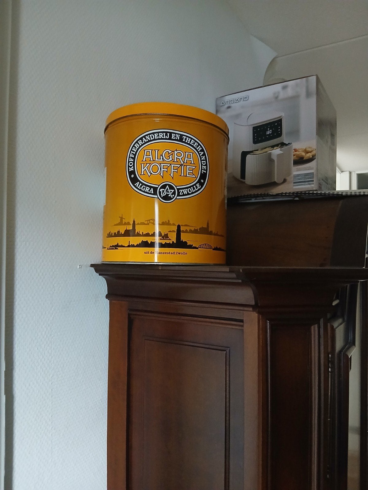 Vintage Algra Koffie blik - Geel, Ophalen of Verzenden