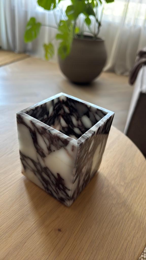 Calcatta waxinelichthouder/voorraadbakje, Ophalen of Verzenden, Zo goed als nieuw, Rond, Hout