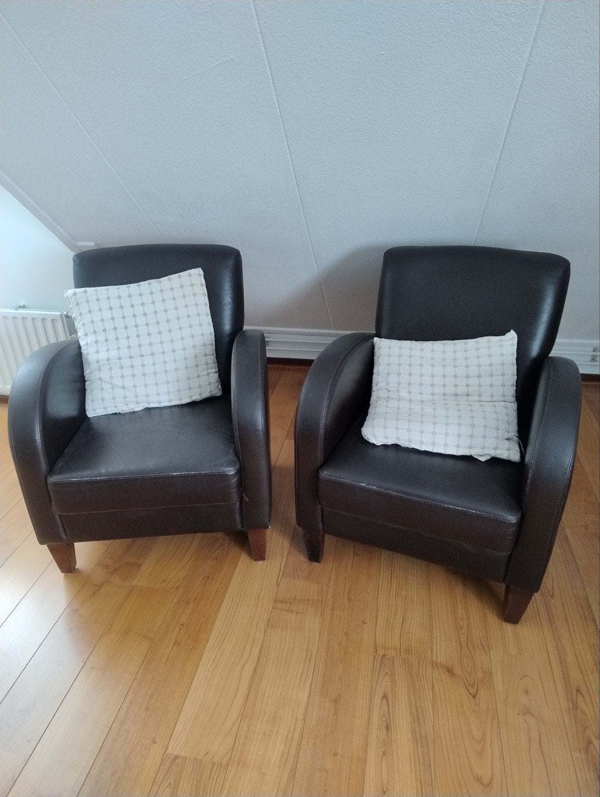 Pull up leren fauteuils - Donkerbruin, Huis en Inrichting, Ophalen, Gebruikt, 50 tot 75 cm, Leer