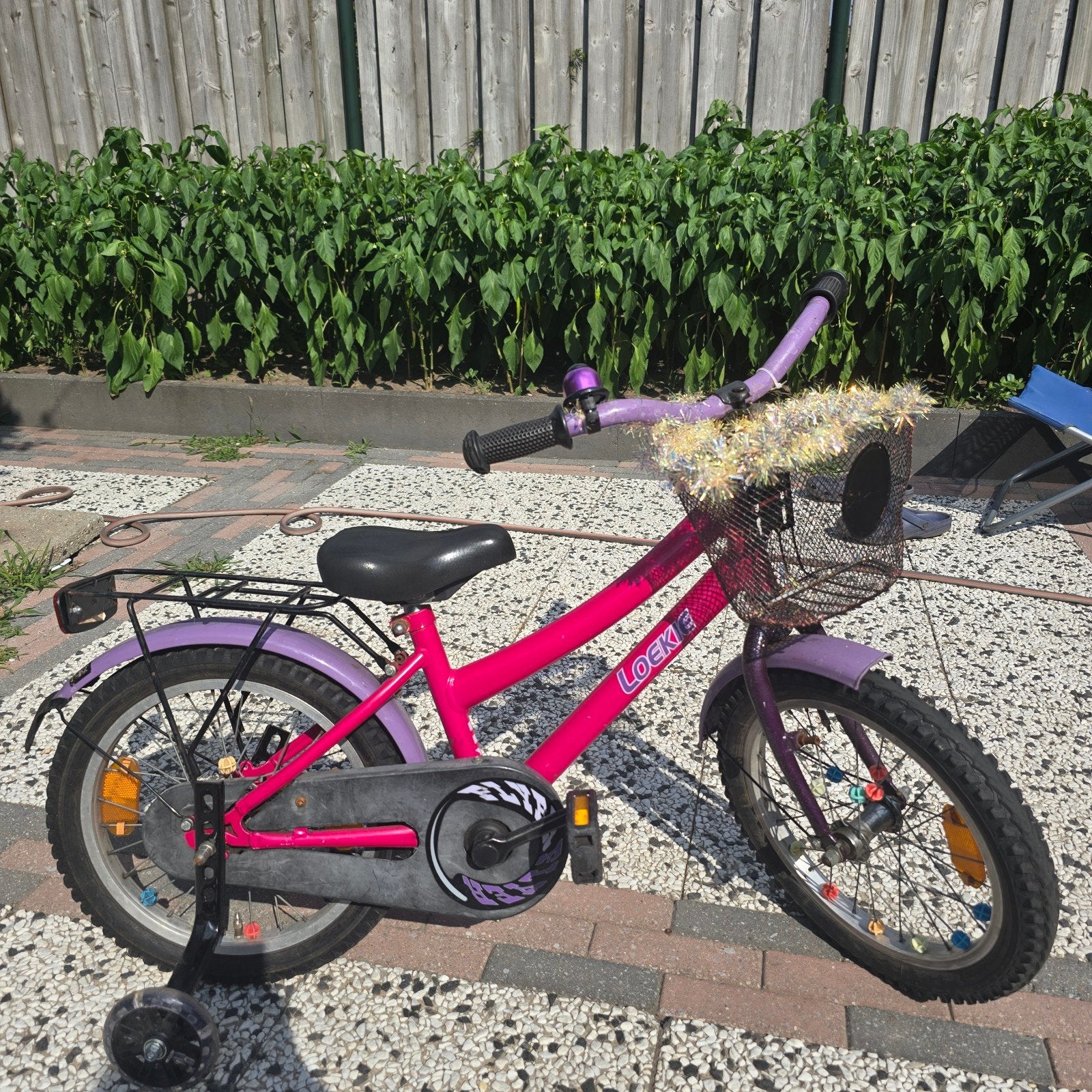 Loekie kinderfiets – gebruikt, Terugtraprem, Zijwieltjes, Gebruikt, Loekie
