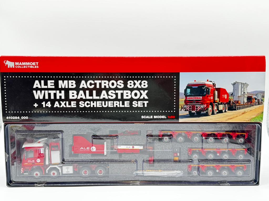 WSI MERCEDES ACTROS 8x8 + BALLAST SCHEUERLE SET ALE MAMMOET, Hobby en Vrije tijd, Modelauto's | 1:50, ., Nieuw, Ophalen of Verzenden