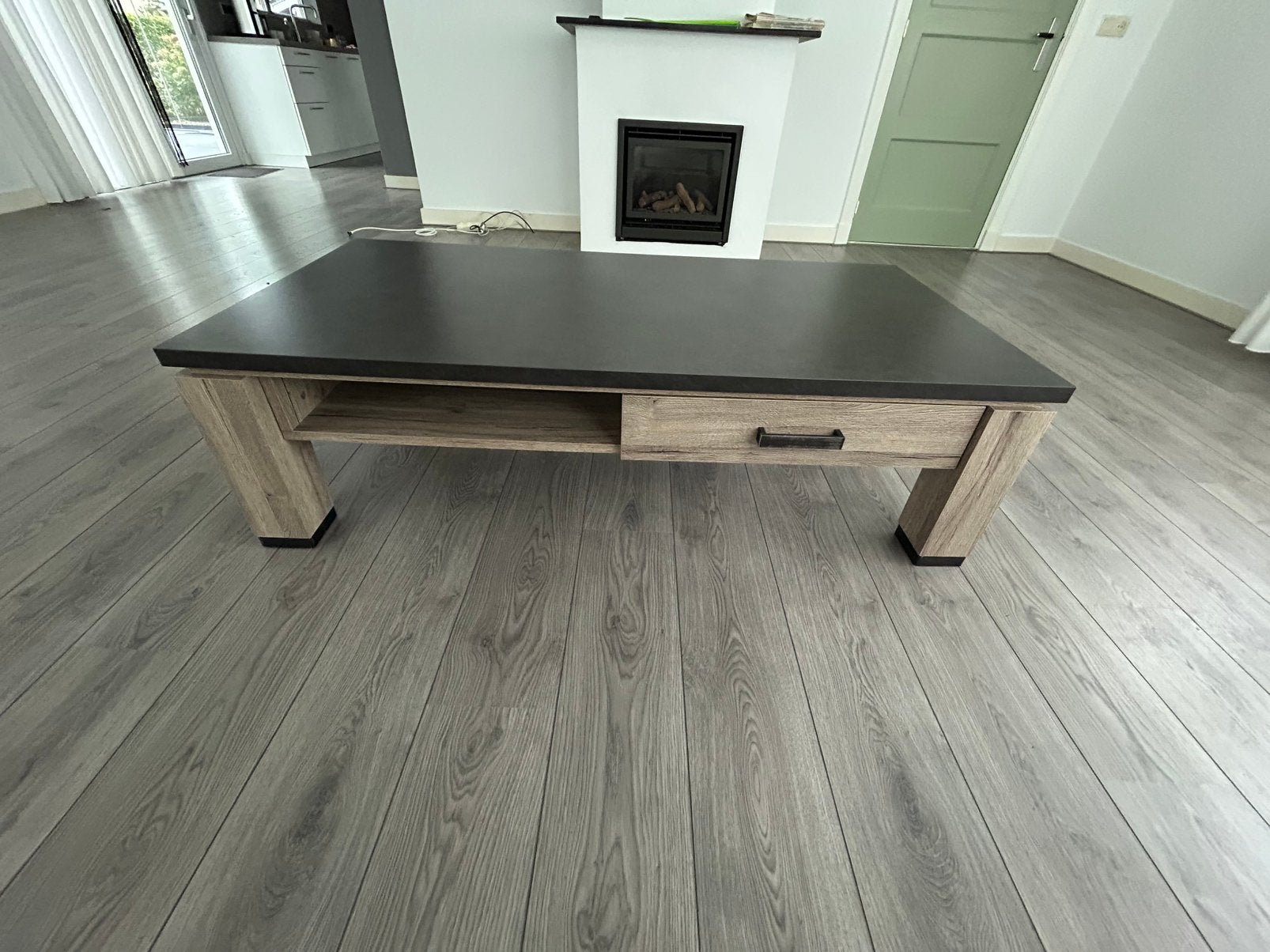Mooie Houten Woonkamertafel Zwart/Hout z.s.m weg!, Ophalen, 50 – 75, 50 tot 100 cm, 100 tot 150 cm