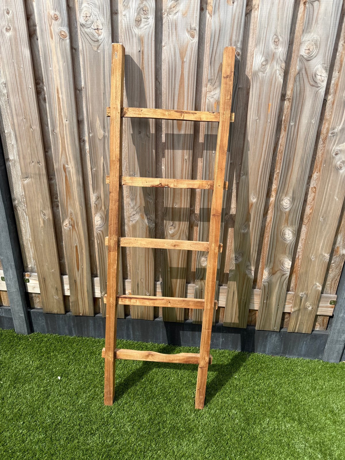 Decoratieve teakhouten ladder (Made in Indonesia), Ophalen, Hout, Bruin, Oosters