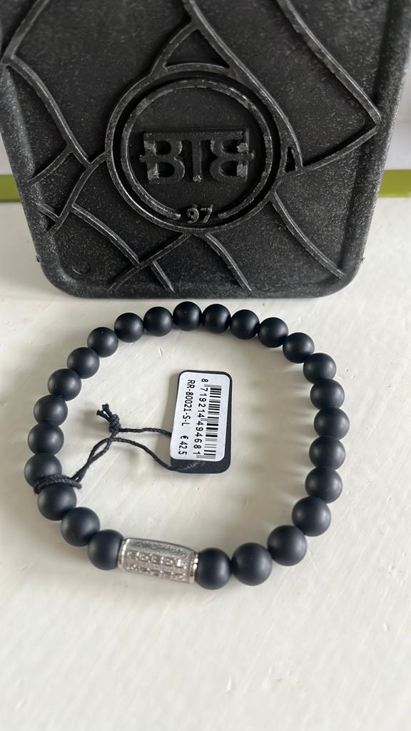 Rebel en rose natuurstenen armband, Ophalen of Verzenden, Zwart, Elastiek