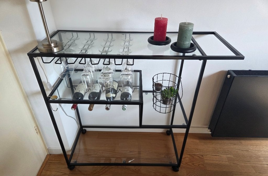 Keukentrolley, MARCOLA, zwart metaal, Huis en Inrichting, Ophalen, 100 tot 150 cm, Zwart, Zo goed als nieuw