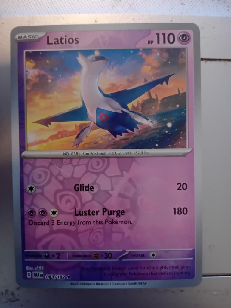 Latios Pokémon Kaart 023/182 - Zeldzaam en Krachtig, Ophalen of Verzenden, Zo goed als nieuw, Losse kaart, Foil