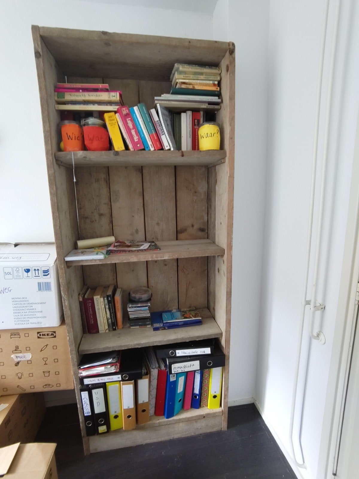 steigerhouten open kast, boekenkast, HxBxD 210x85x39, Huis en Inrichting, Kasten | Boekenkasten, Ophalen, Met plank(en), 200 cm of meer