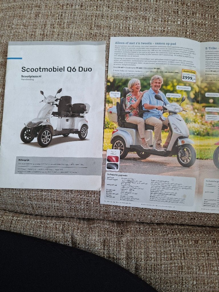 Duo scootmobiel, 16 t/m 25 km, Nieuw, 16 km/u of meer, Ophalen