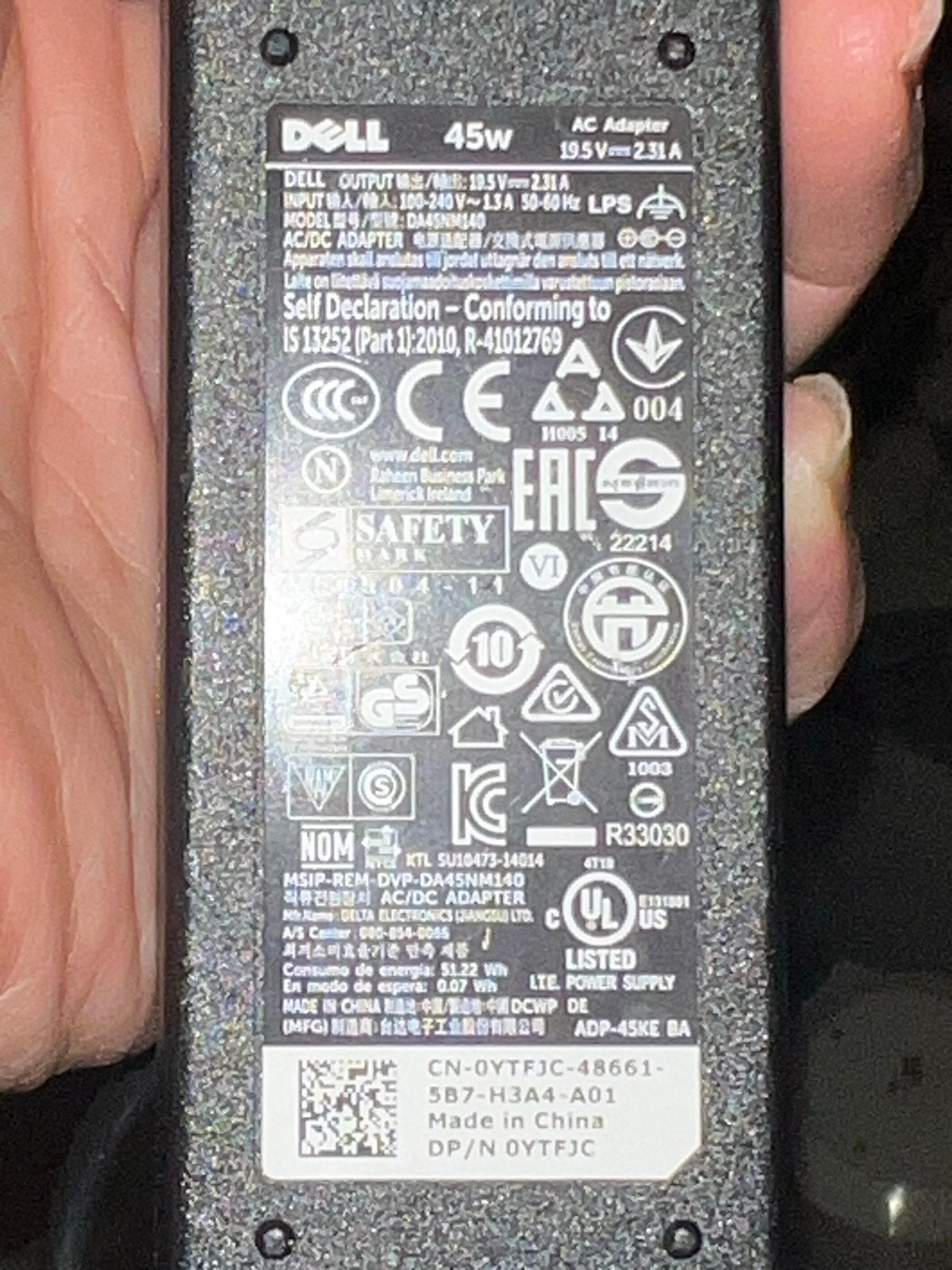 Dell 45W AC Adapter - Oplader voor Laptop, Ophalen of Verzenden, Gebruikt