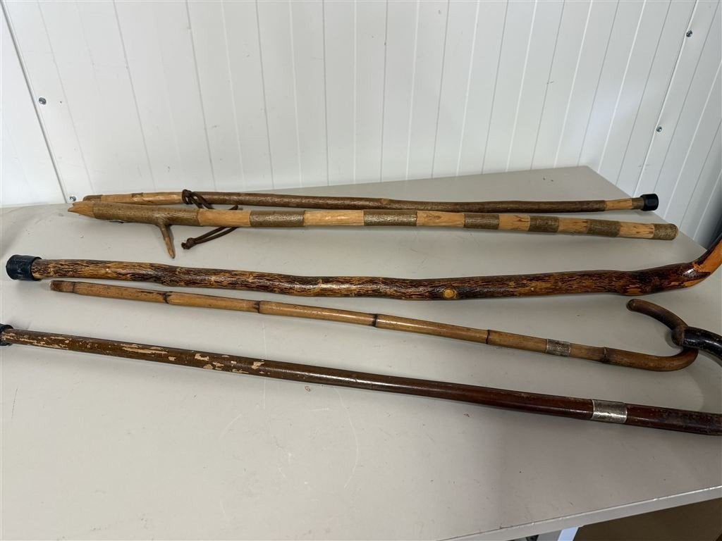 Set Vintage Wandelstokken met Gesneden Zilveren Kragen, Diversen, Ophalen of Verzenden, Gebruikt