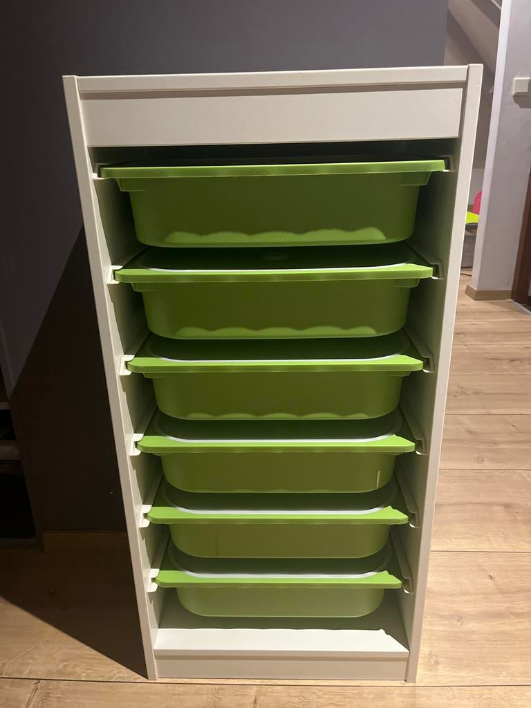 IKEA Trofast opbergkast met groene bakken, Ophalen, Zo goed als nieuw, 75 tot 100 cm, Minder dan 50 cm