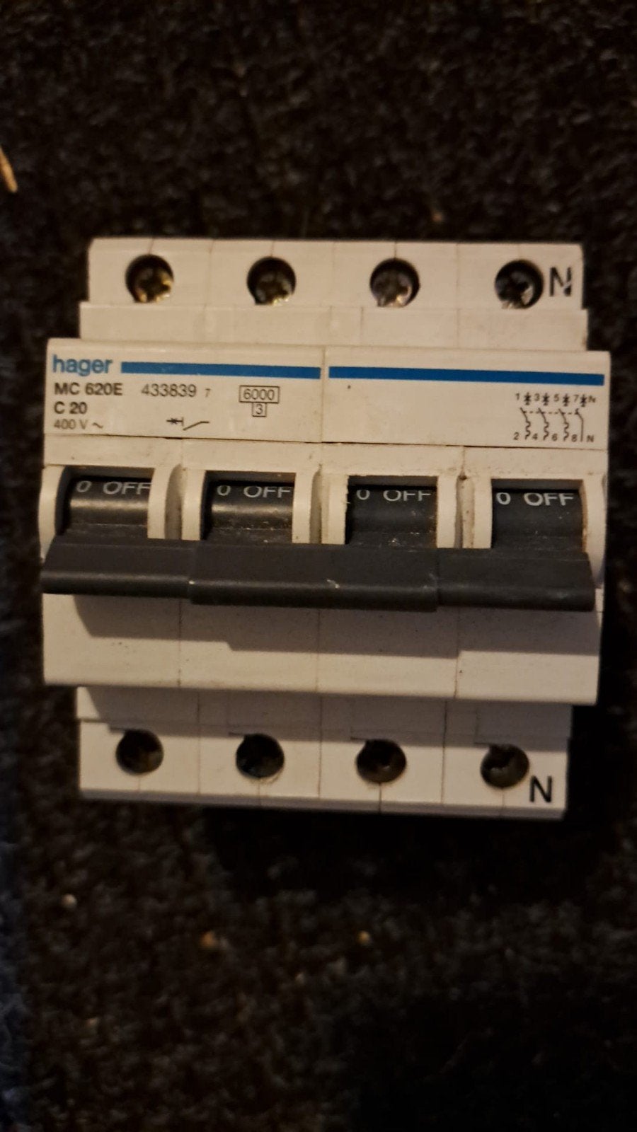 Hager MC 620E C20 Installatieautomaat 400V, Ophalen of Verzenden