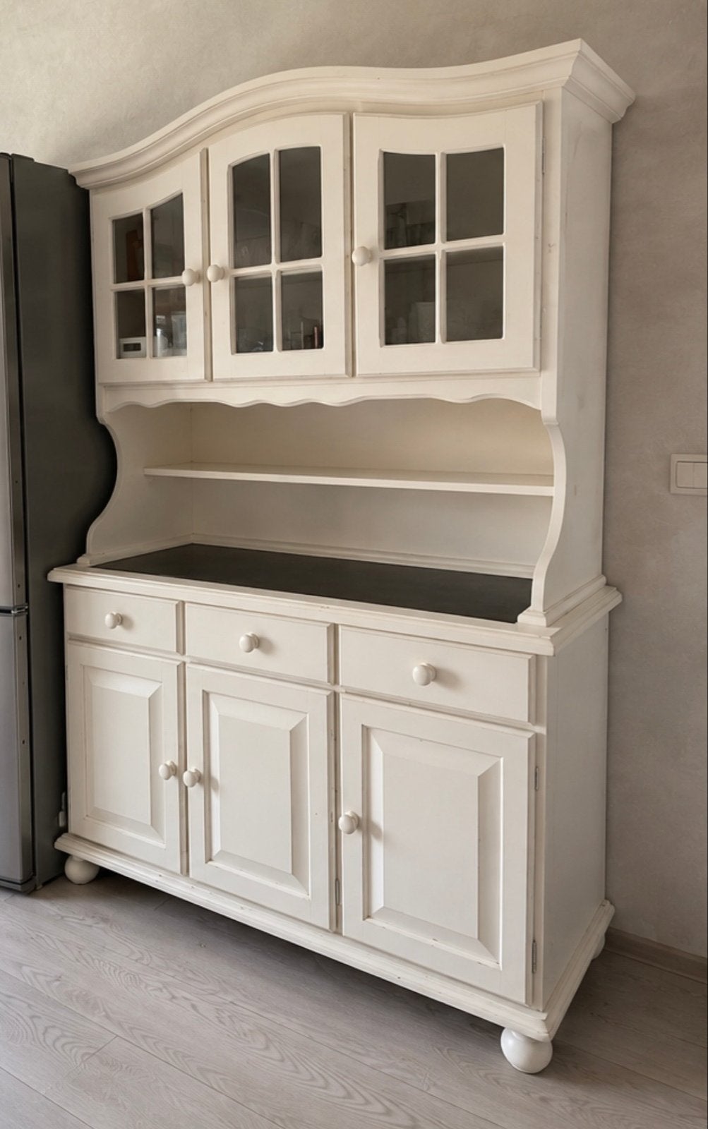 Buffetkast dressoir met vitrinekast en lades, Gebruikt, 100 tot 150 cm, Ophalen of Verzenden, Met lade(s)