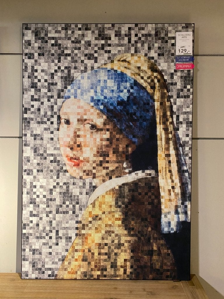 Schilderij Girl Pearl Earring - pixels - Pronto Wonen, Niet ingevuld, Niet ingevuld, Niet ingevuld