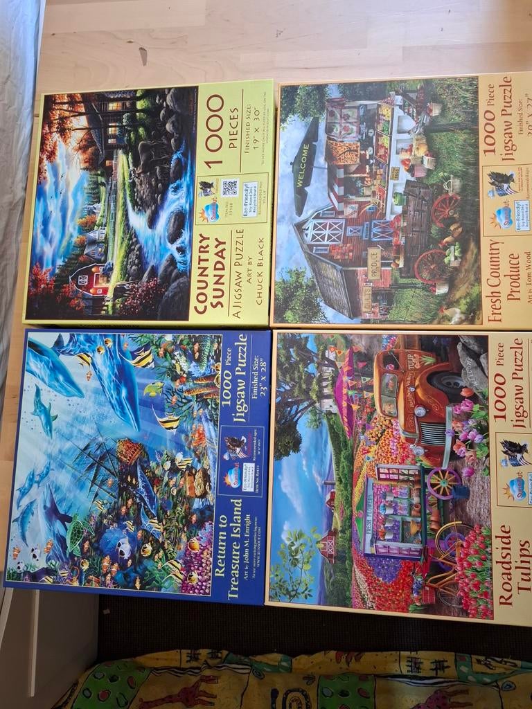 4x 1000 Stukjes Legpuzzels: Diverse Thema's, Ophalen of Verzenden, 500 t/m 1500 stukjes, Gebruikt, Legpuzzel