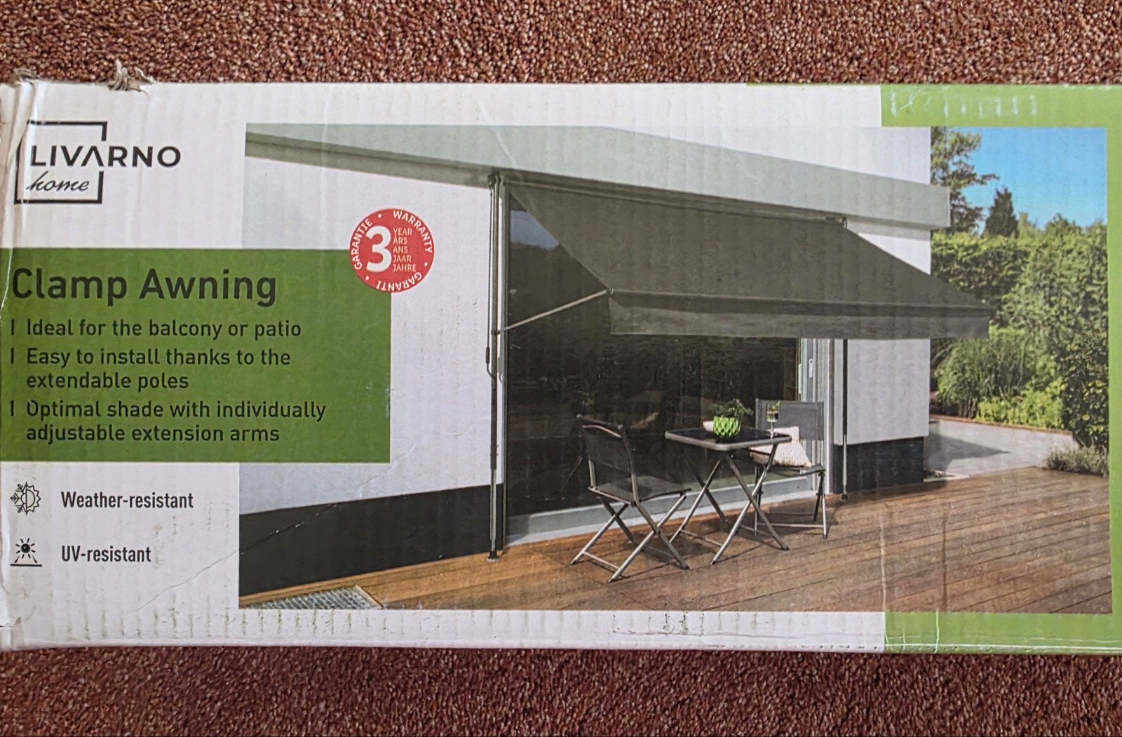 Livarno Home Klemluifel 300x150cm Antraciet hoogte 220-310cm, Tuin en Terras, Zonneschermen, Ophalen, Nieuw, 150 tot 300 cm, 250 cm tot 450 cm