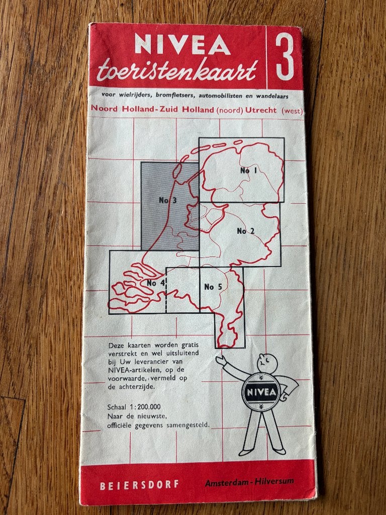 1954 landkaart Noord Holland van Nivea, Ophalen of Verzenden, 1800 tot 2000, Nivea, Nederland