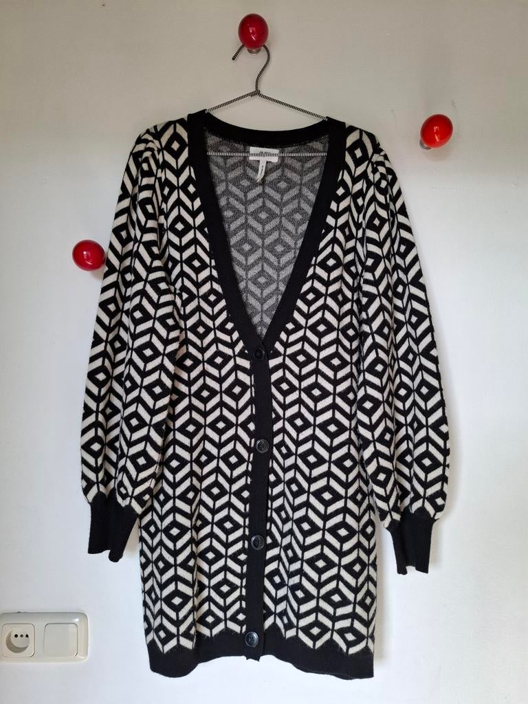Object lang vest, zwart-wit, geometrisch patroon, mt L, Kleding | Dames, Zwart, Ophalen of Verzenden, Gedragen, Object