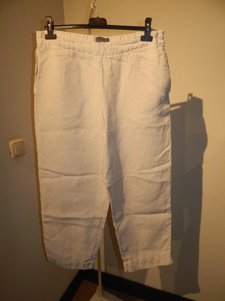 Oska witte wijde linnen broek elastische taille mt 3 Regular, Kleding | Dames, Verzenden, Wit, Maat 42/44 (L), Zo goed als nieuw