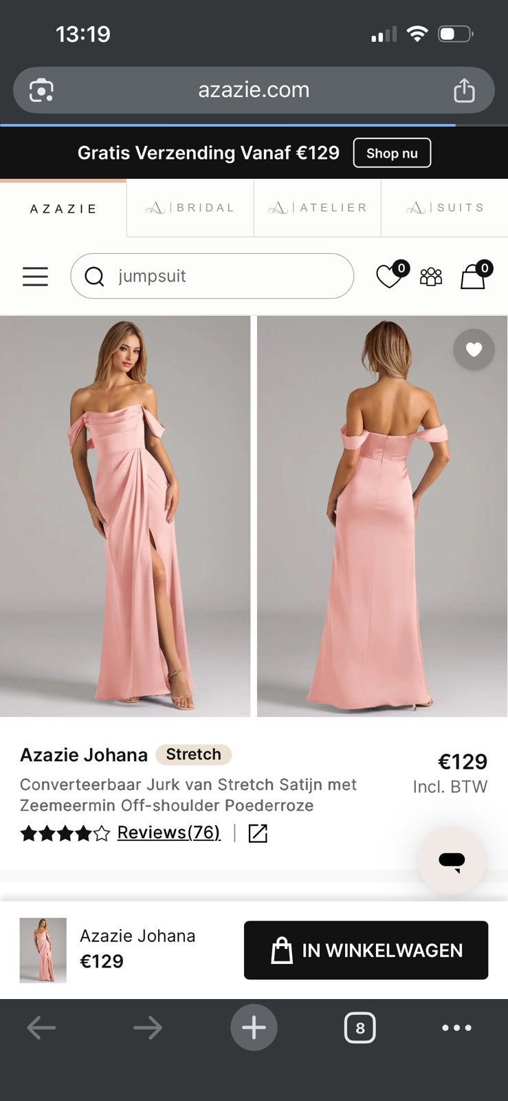 Azazie Jurk Poederroze (40), Kleding | Dames, Maat 38/40 (M), Overige typen, Verzenden, Nieuw