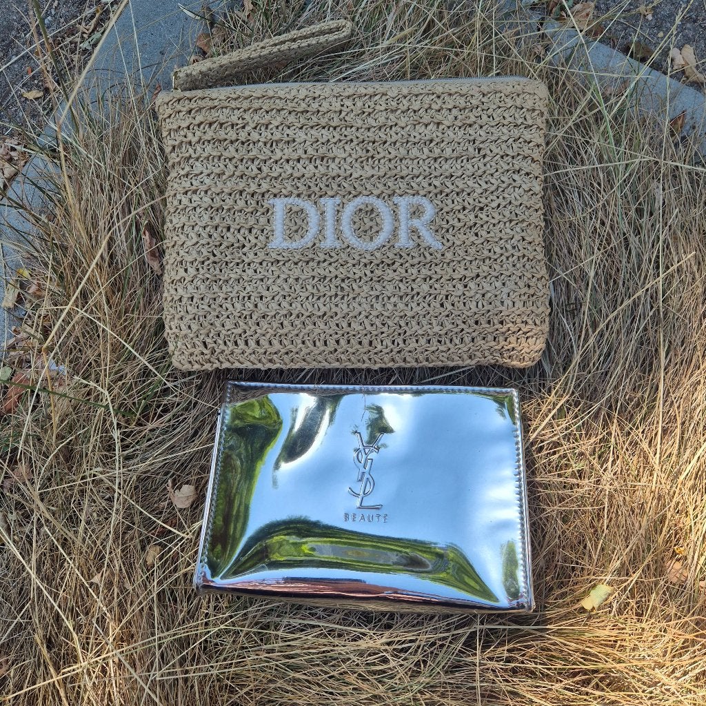 Dior raffia pouch + YSL pouch, Ophalen of Verzenden, Zo goed als nieuw, Overige kleuren, Dame