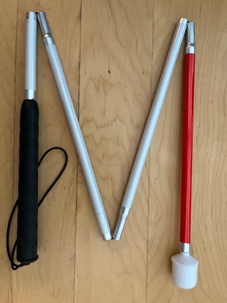 Blindenstok 110 cm – 4-delig opvouwbaar, Ophalen, Opvouwbaar, Zo goed als nieuw