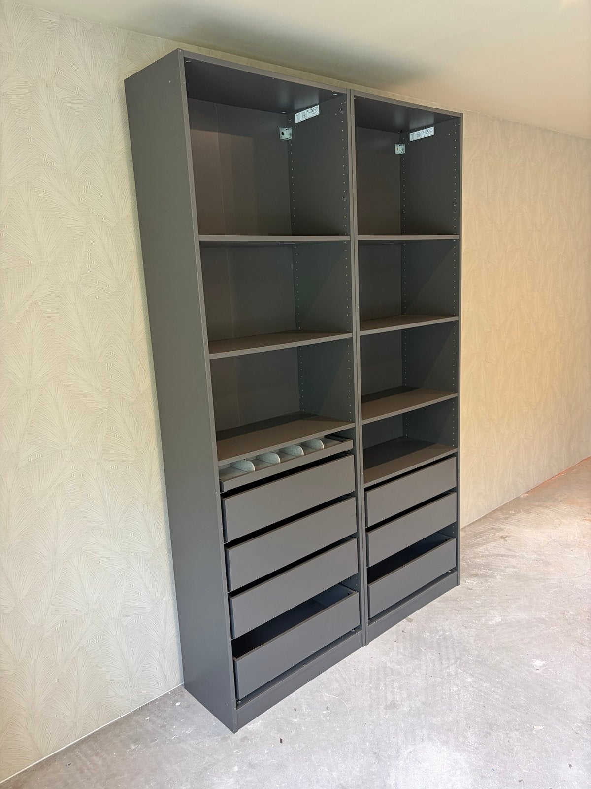 Ikea Pax kast Grijs met lades en planken, Huis en Inrichting, Ophalen, 100 tot 150 cm, 200 cm of meer, Zo goed als nieuw