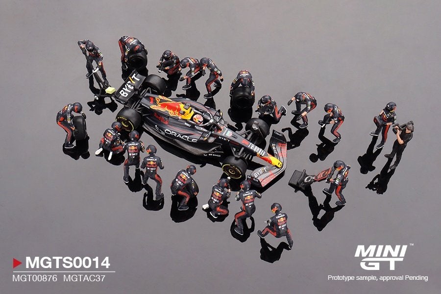 Max Verstappen Pit Crew Set van Mini GT 1/64 Red Bull, Ophalen of Verzenden, Nieuw, Overige typen