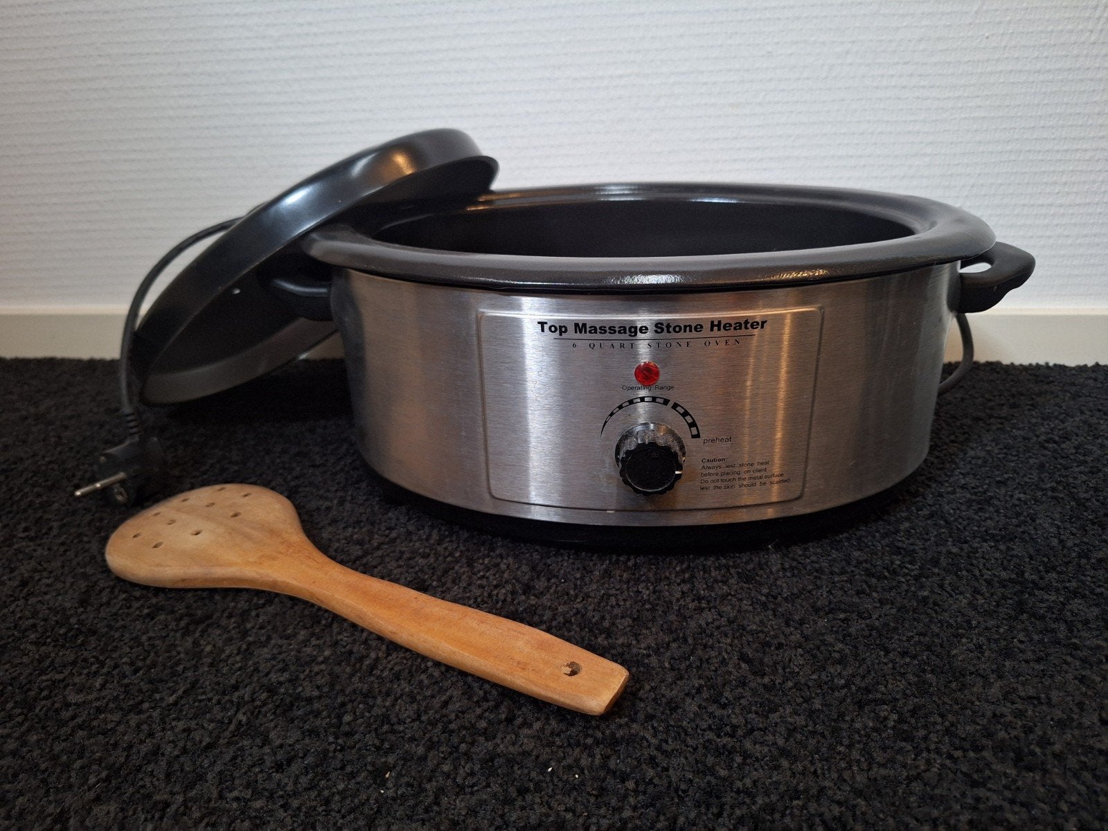 Hotstone verwarmer met massage stenen en houten lepel, Ophalen, Hotstone
