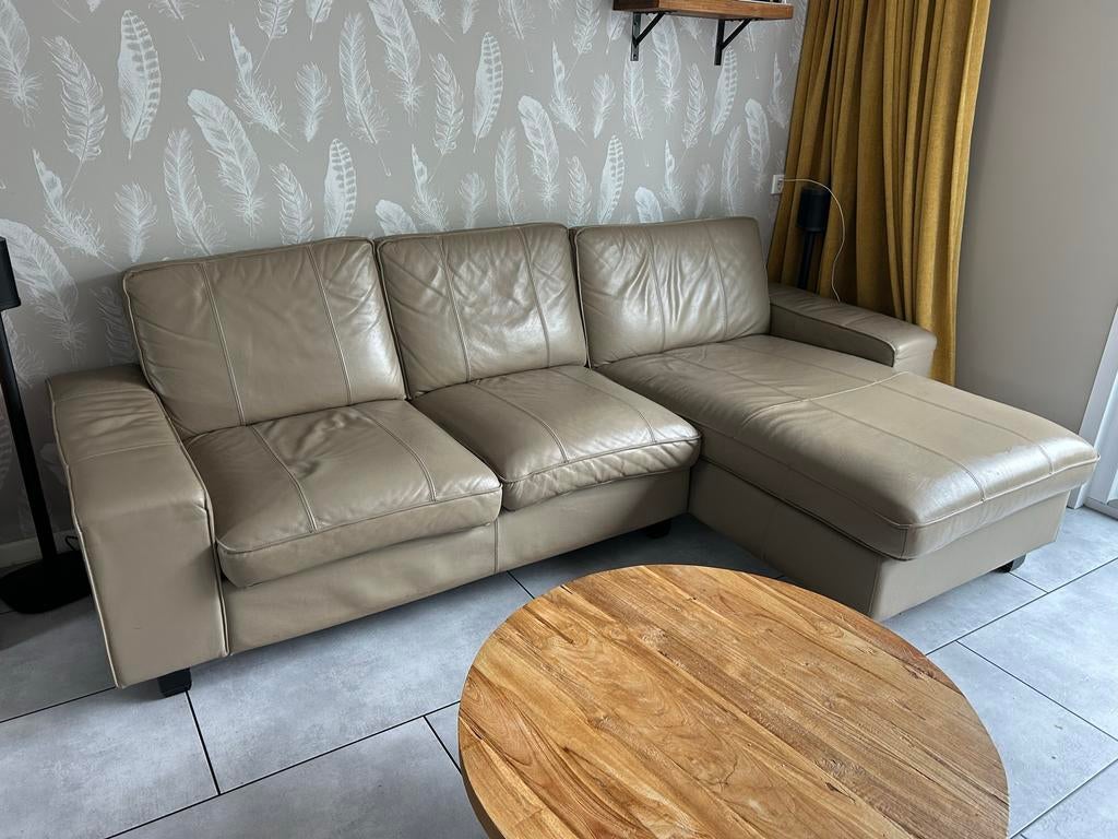 Leren hoekbank Ikea - Beige/Taupe - Comfortabel en stijlvol, Ophalen, Gebruikt, Leer