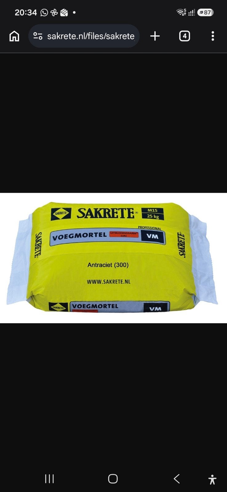 Sakrete Voegmortel M15 Antraciet 25 kg (28 zakken), Doe-het-zelf en Verbouw, Ophalen, Nieuw