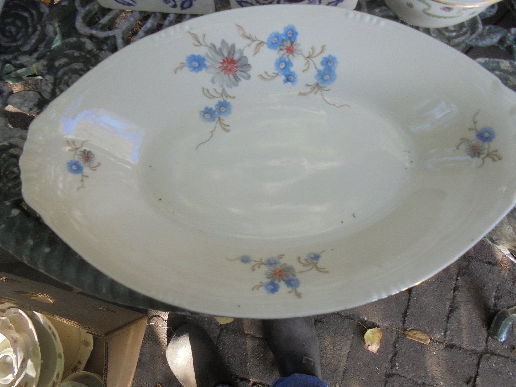 Broodschaal Bavaria W wit/grijze Margriet - blauw bloemetje, Ophalen of Verzenden