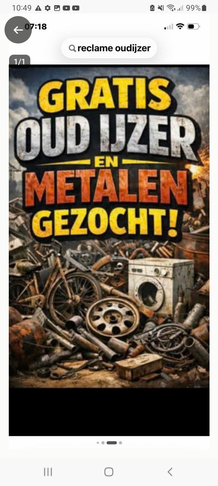 gevraagd oud ijzer, Ophalen