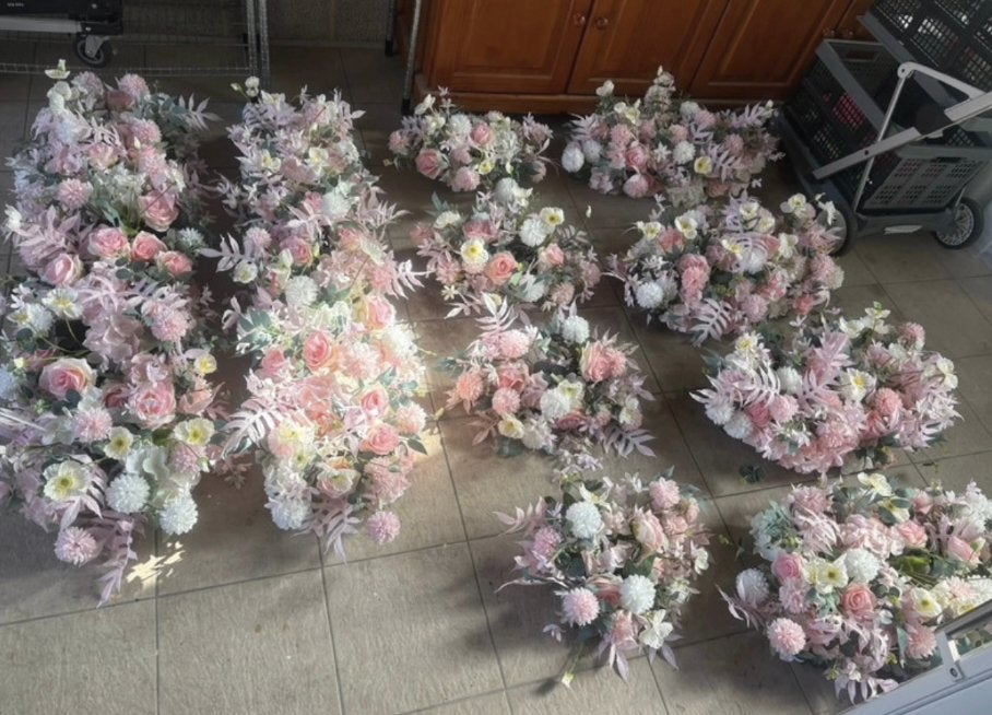 Bruiloft bloemen zacht roze - Kunstbloemen decoratie, Binnen, Roze, Textiel, Ophalen of Verzenden