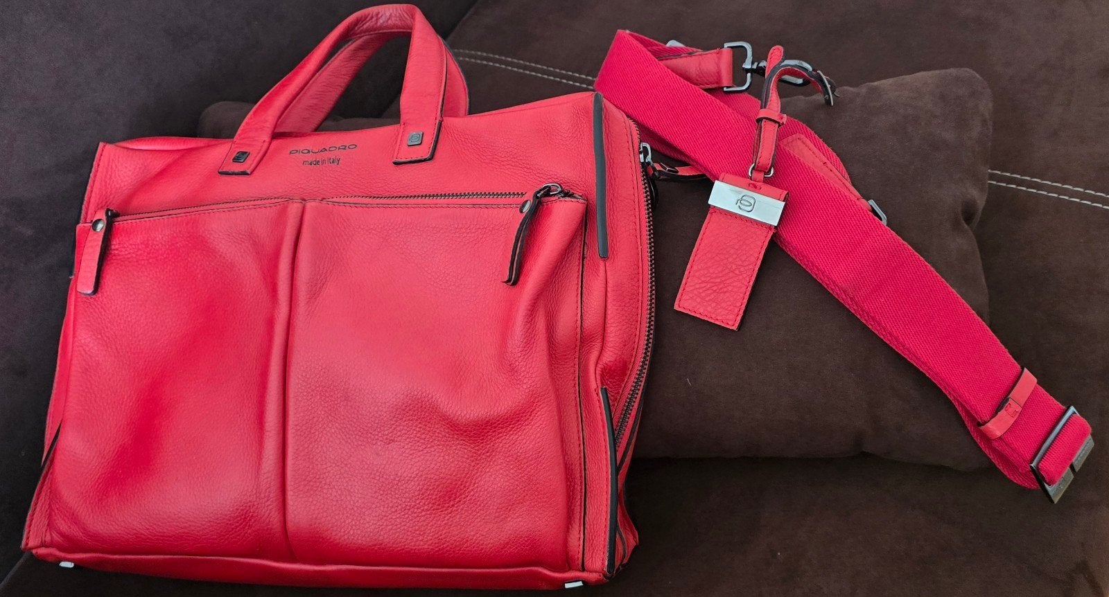 Prachtige Piquadro Lederen Laptoptas / Aktetas – 14 inch –, Ophalen of Verzenden, 14 inch, Zo goed als nieuw, Aktetas
