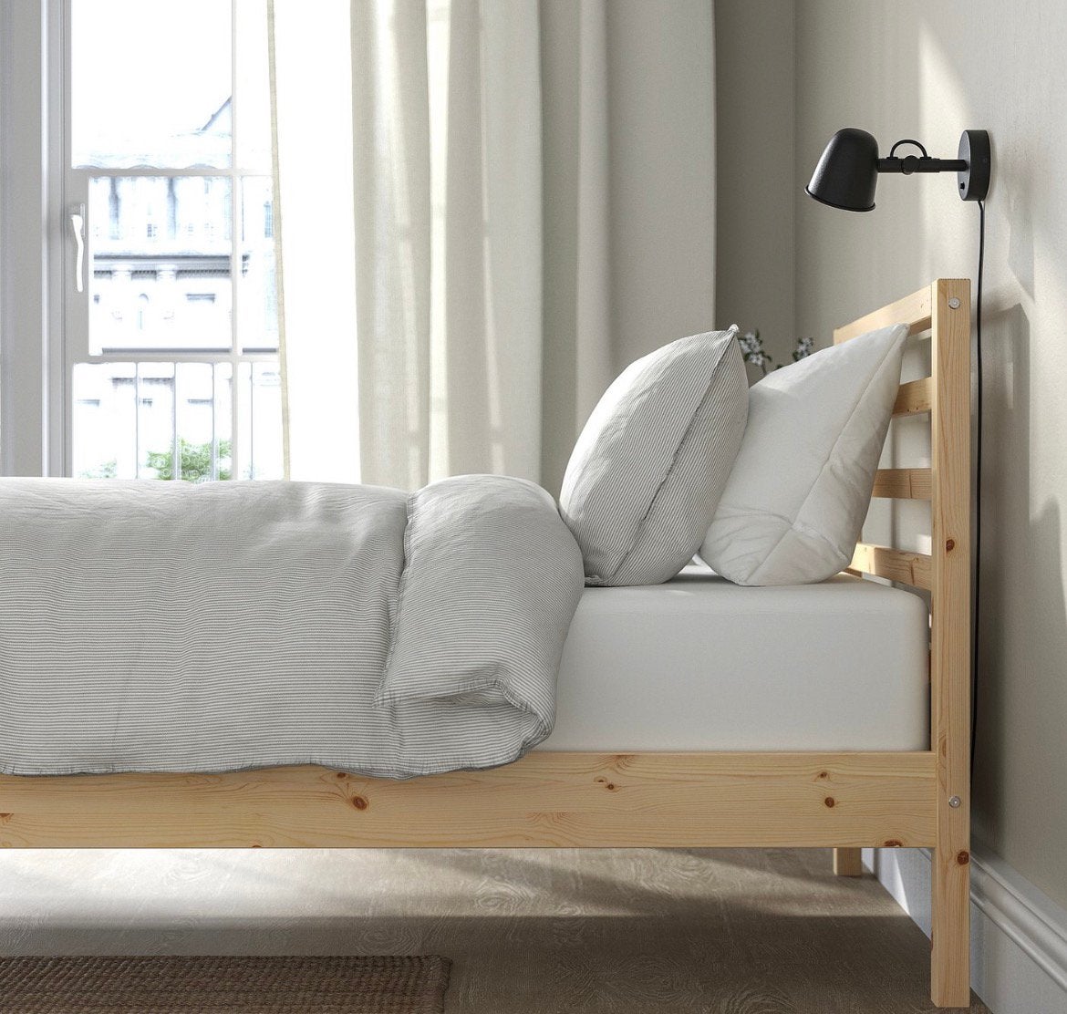 IKEA Tarva 90x200cm incl matras en lattenbodem, Ophalen, 90 cm, Eenpersoons, Wit